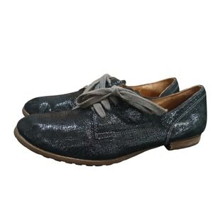 NAYA Women's Black Metallic Textured Lace Up Oxford Flats Shoes Size 10M